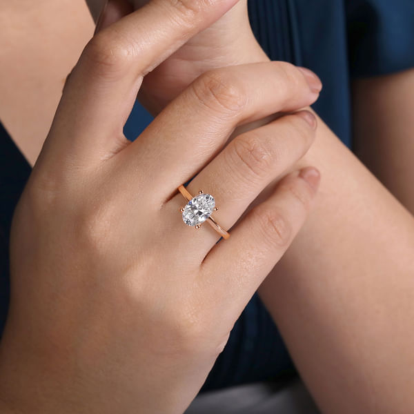 Oval Solitaire Ring in 14k Rose Gold Gabriel ER14982O8K4JJJ