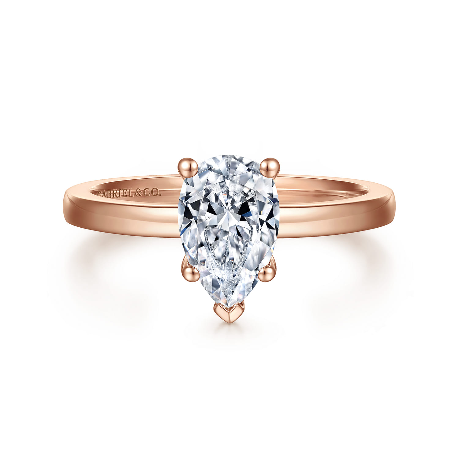 Paula - 14K Rose Gold Pear Shape Diamond Engagement Ring - Shot 1