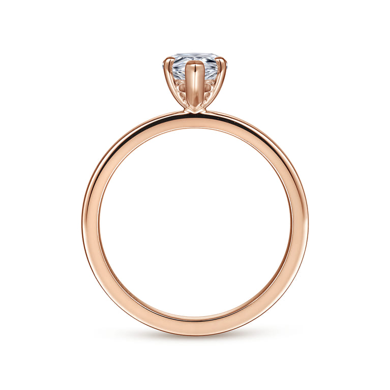 Paula - 14K Rose Gold Pear Shape Diamond Engagement Ring - Shot 2
