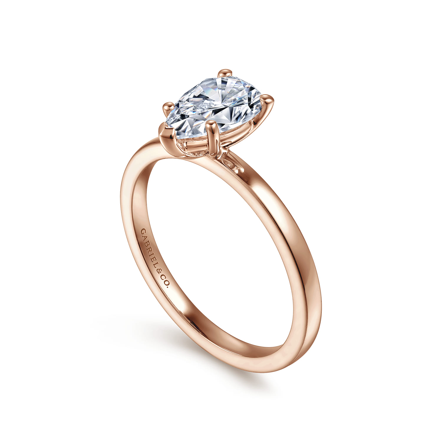 Paula - 14K Rose Gold Pear Shape Diamond Engagement Ring - Shot 3
