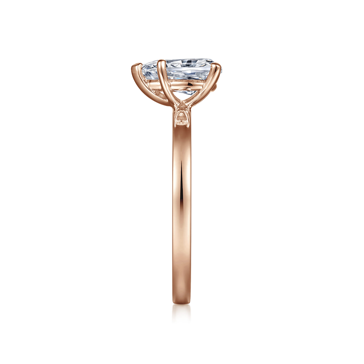 Paula - 14K Rose Gold Pear Shape Diamond Engagement Ring - Shot 5