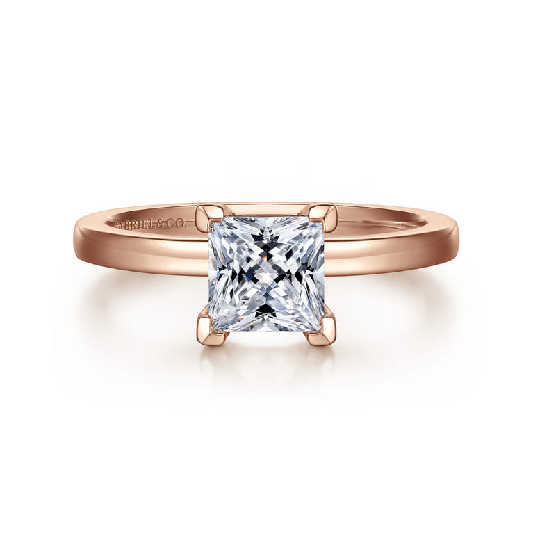 Paula - 14K Rose Gold Princess Cut Diamond Engagement Ring - Shot 1