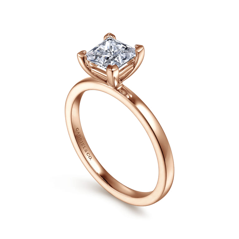 Paula - 14K Rose Gold Princess Cut Diamond Engagement Ring - Shot 3
