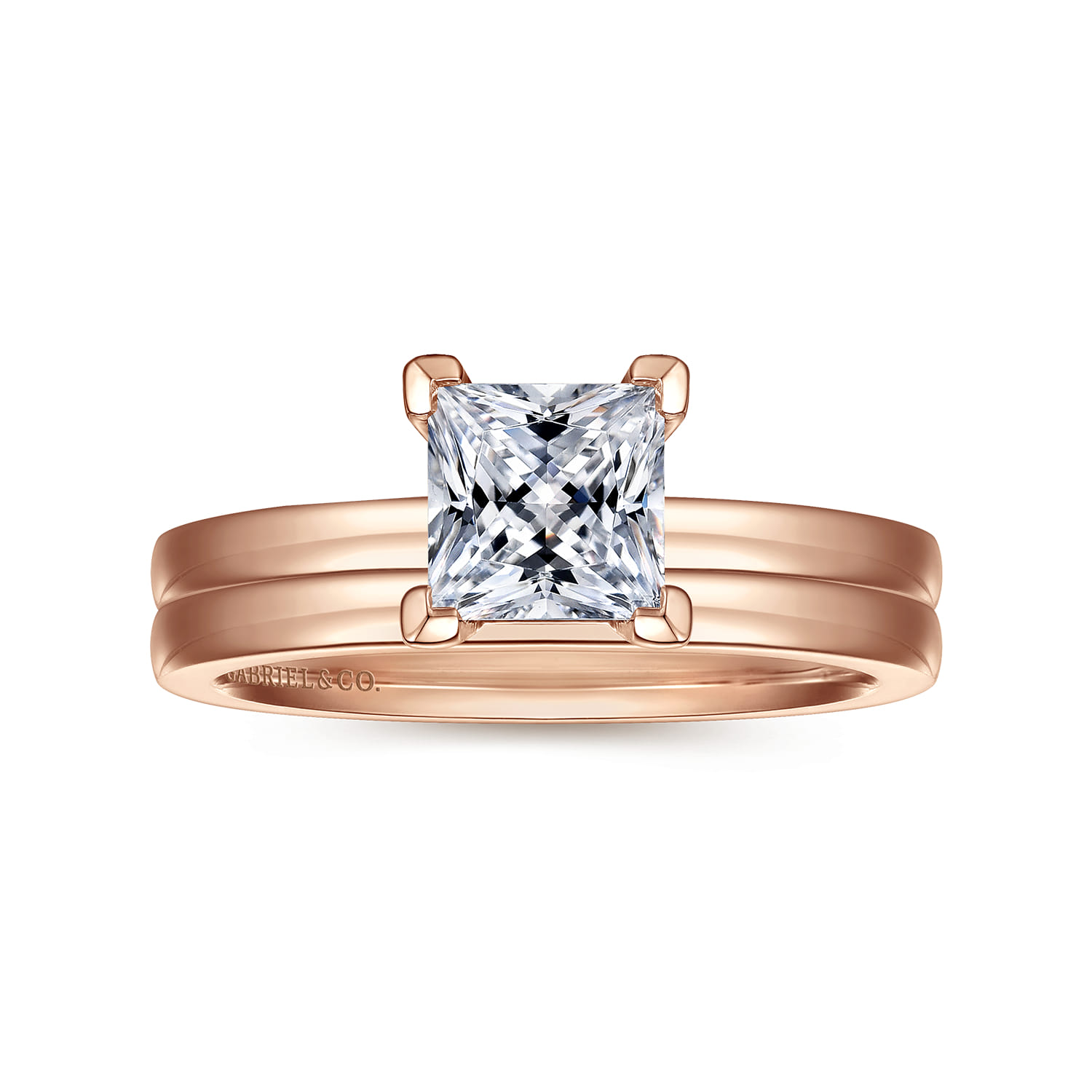 Paula - 14K Rose Gold Princess Cut Diamond Engagement Ring - Shot 4