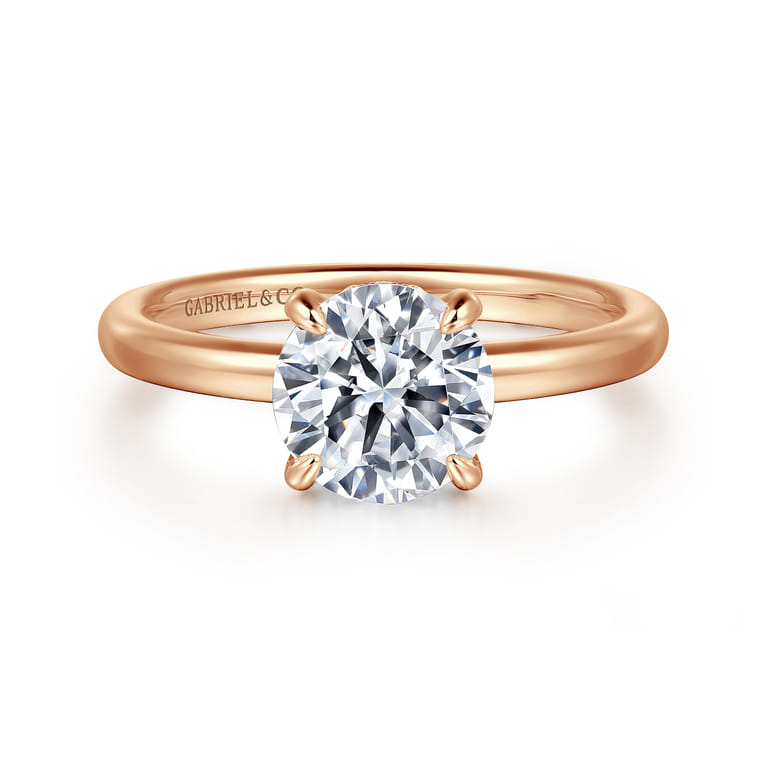 Daniele - 14K Rose Gold Round Solitaire Diamond Engagement Ring - 0.14 ct - Shot 1