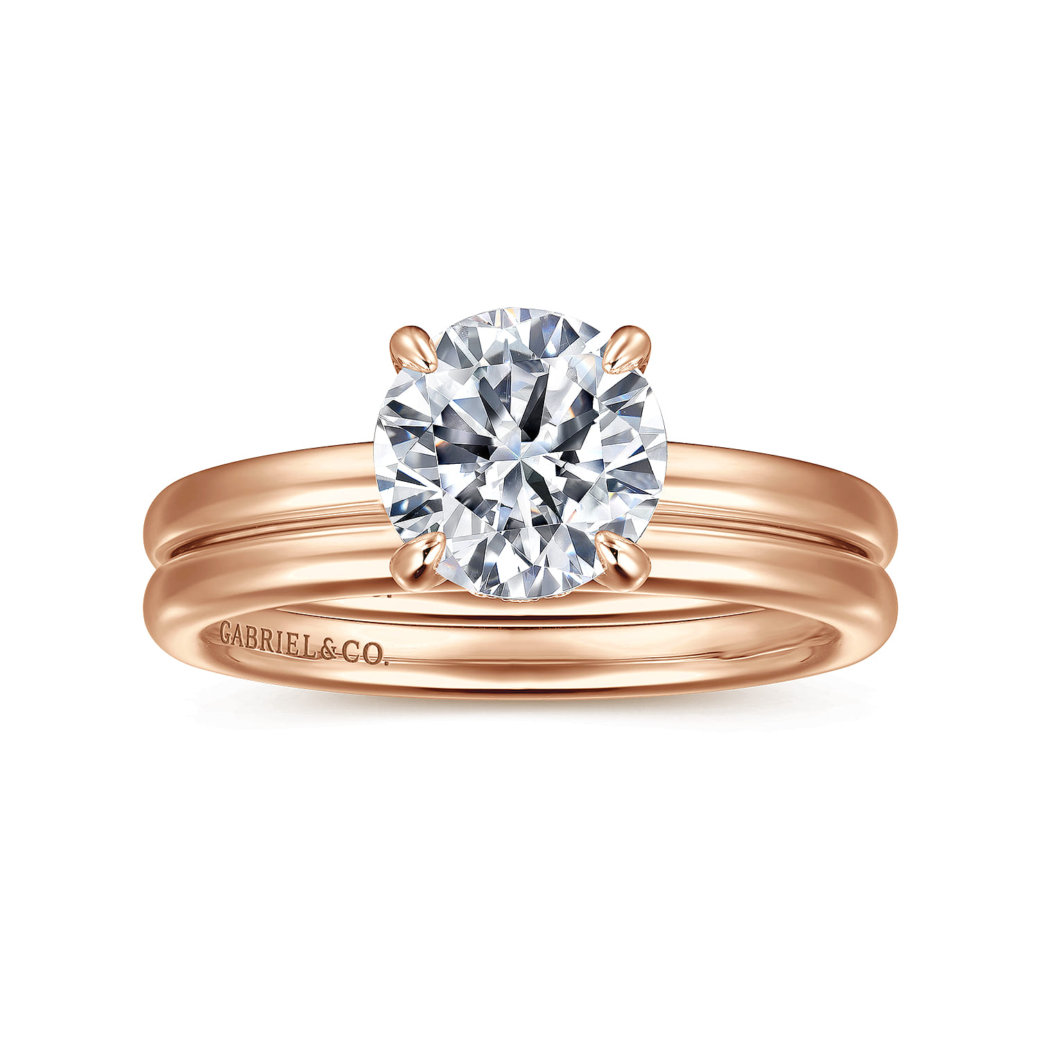 Daniele - 14K Rose Gold Round Solitaire Diamond Engagement Ring - 0.14 ct - Shot 4