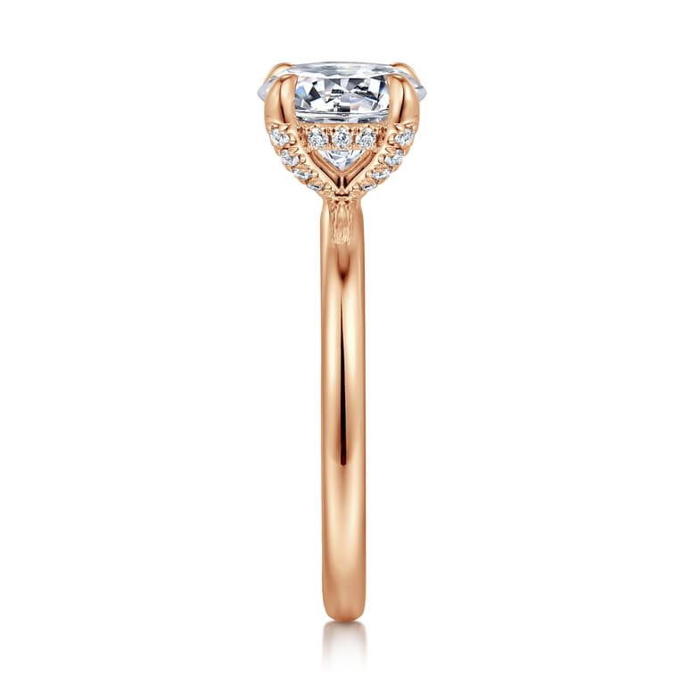 Daniele - 14K Rose Gold Round Solitaire Diamond Engagement Ring - 0.14 ct - Shot 5