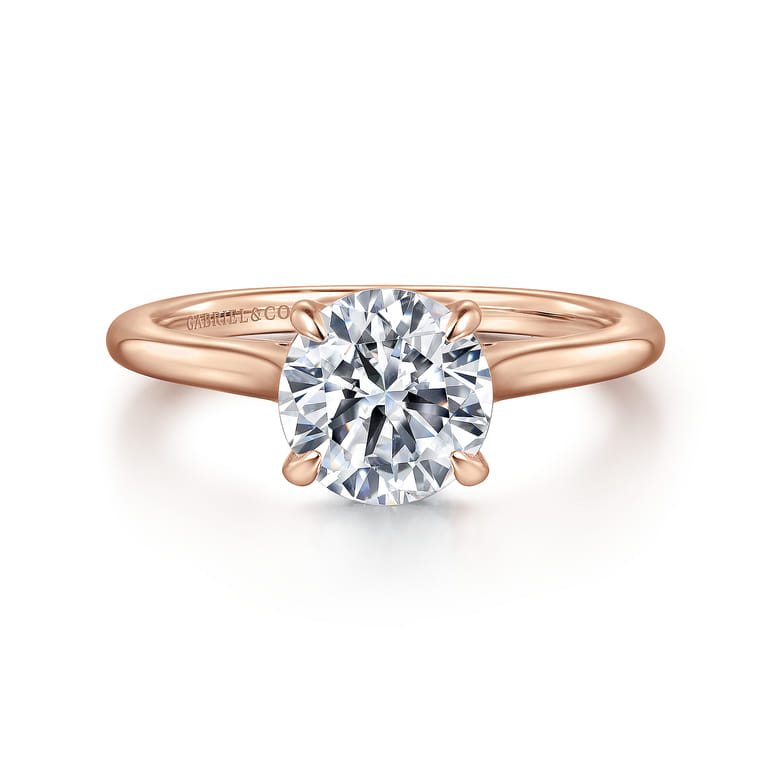 Ericka - 14K Ros+D145e Gold Round Diamond Engagement Ring - 0.12 ct - Shot 1