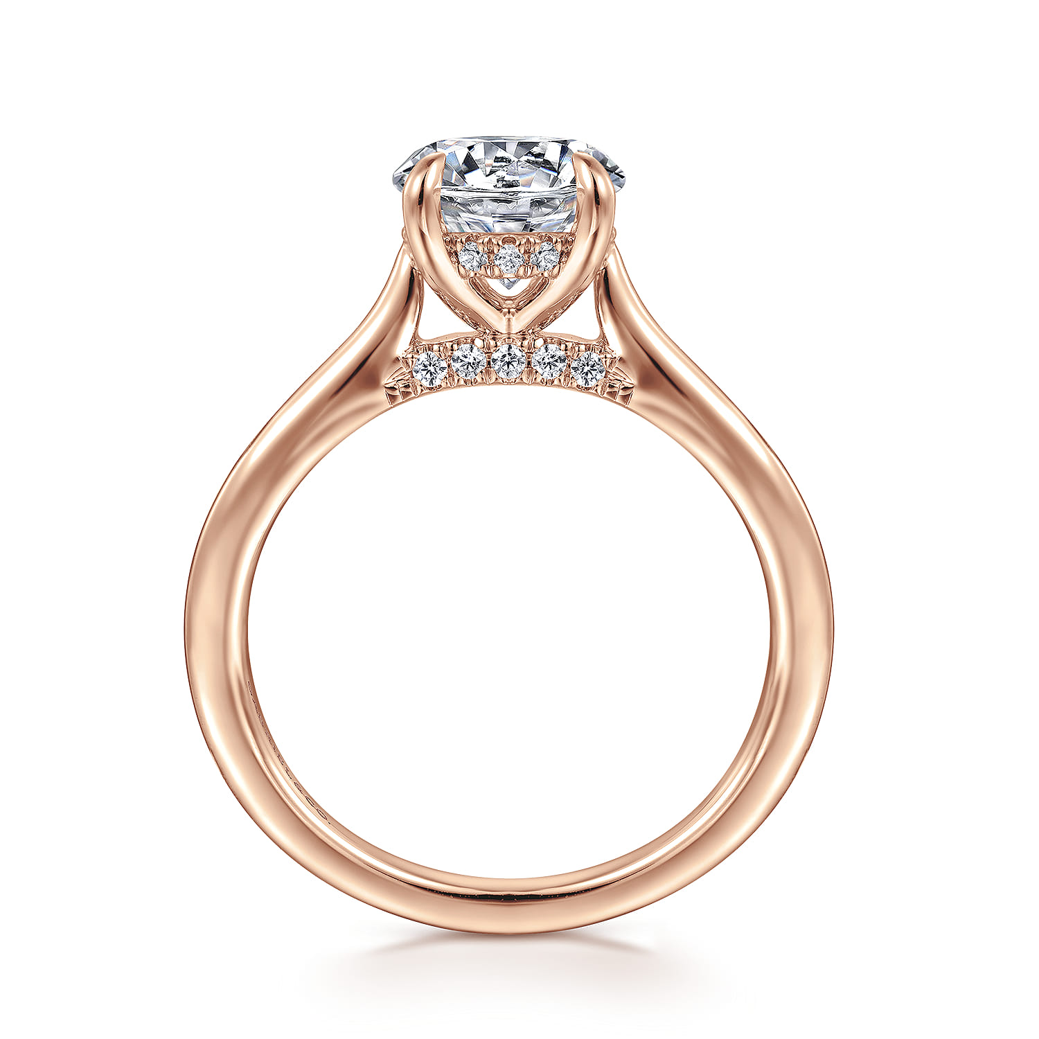 Ericka - 14K Ros+D145e Gold Round Diamond Engagement Ring - 0.12 ct - Shot 2