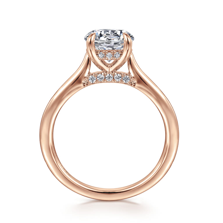 Ericka - 14K Ros+D145e Gold Round Diamond Engagement Ring - 0.12 ct - Shot 2