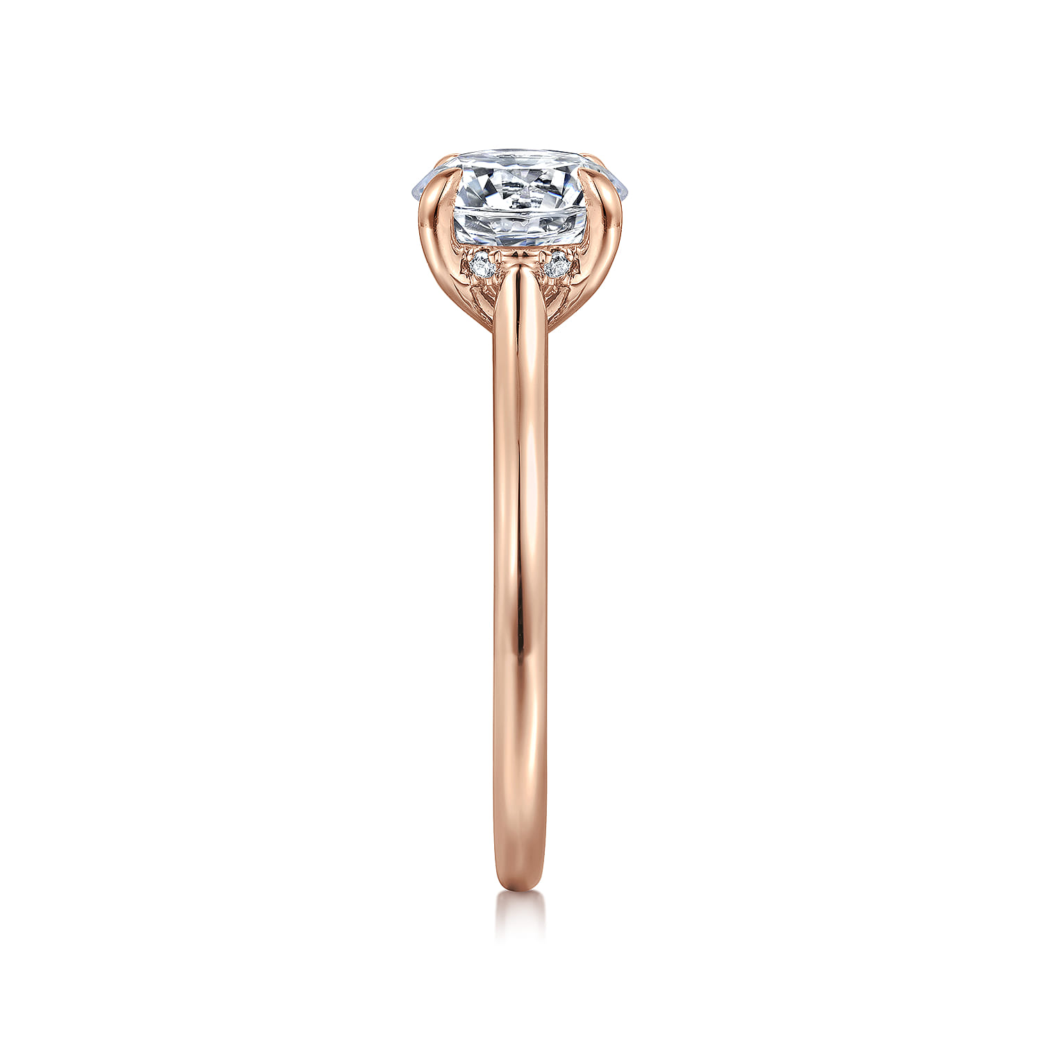 Ericka - 14K Ros+D145e Gold Round Diamond Engagement Ring - 0.12 ct - Shot 4