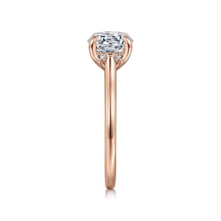 Ericka - 14K Ros+D145e Gold Round Diamond Engagement Ring - 0.12 ct - Shot 4