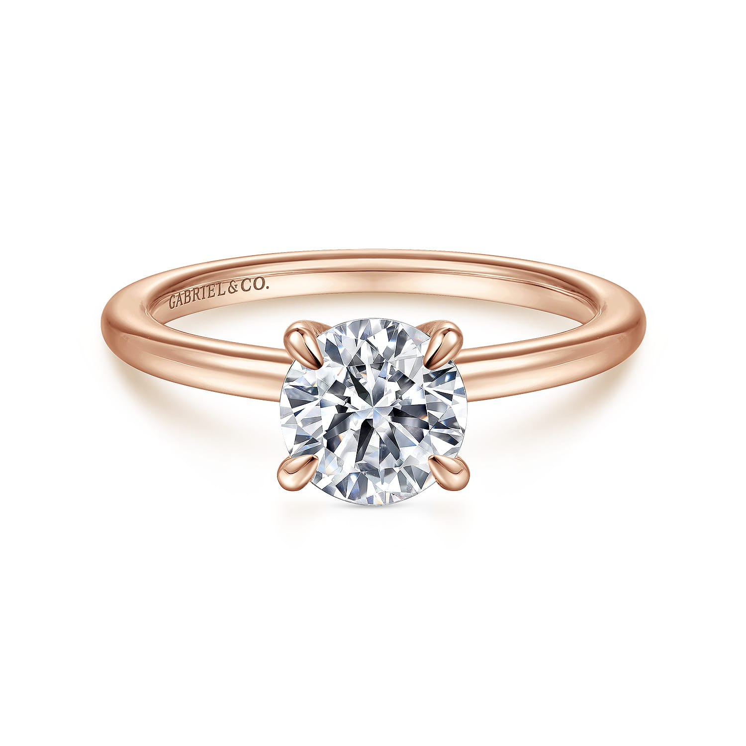Ali - 14K Rose Gold Round Diamond Engagement Ring - Shot 1