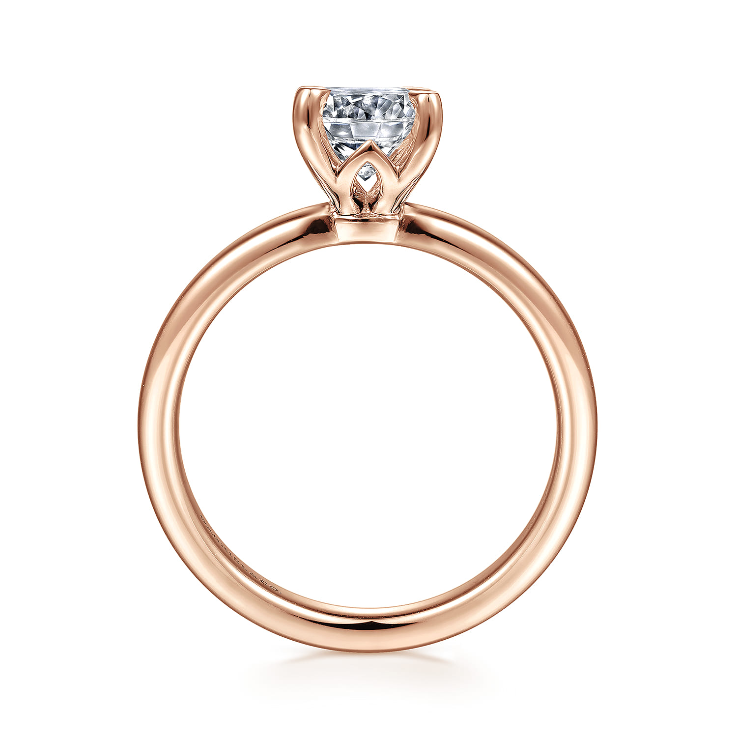 Ali - 14K Rose Gold Round Diamond Engagement Ring - Shot 2