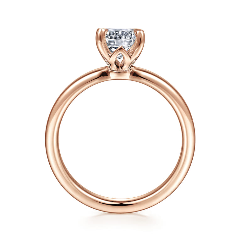 Ali - 14K Rose Gold Round Diamond Engagement Ring - Shot 2