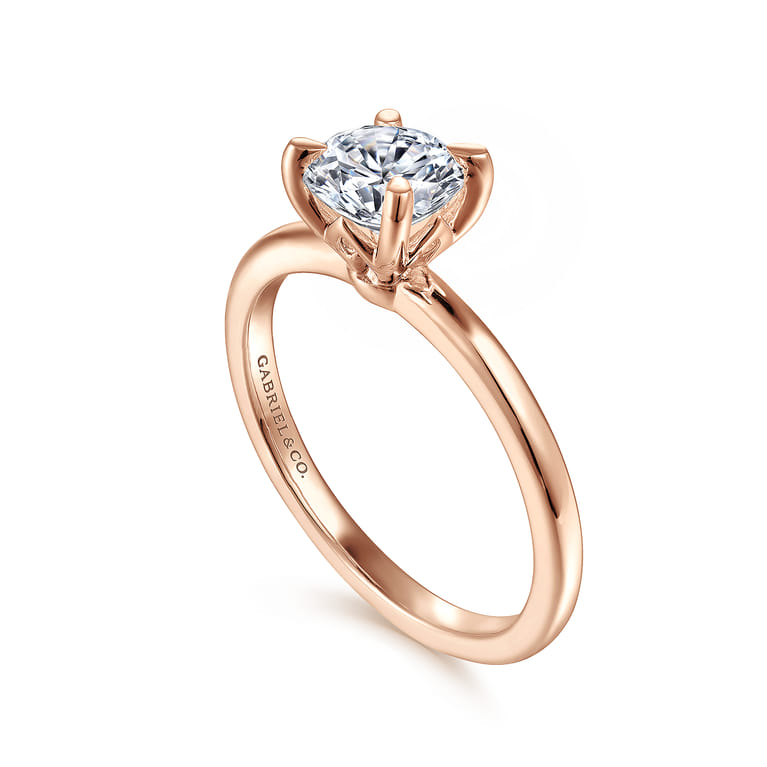 Ali - 14K Rose Gold Round Diamond Engagement Ring - Shot 3