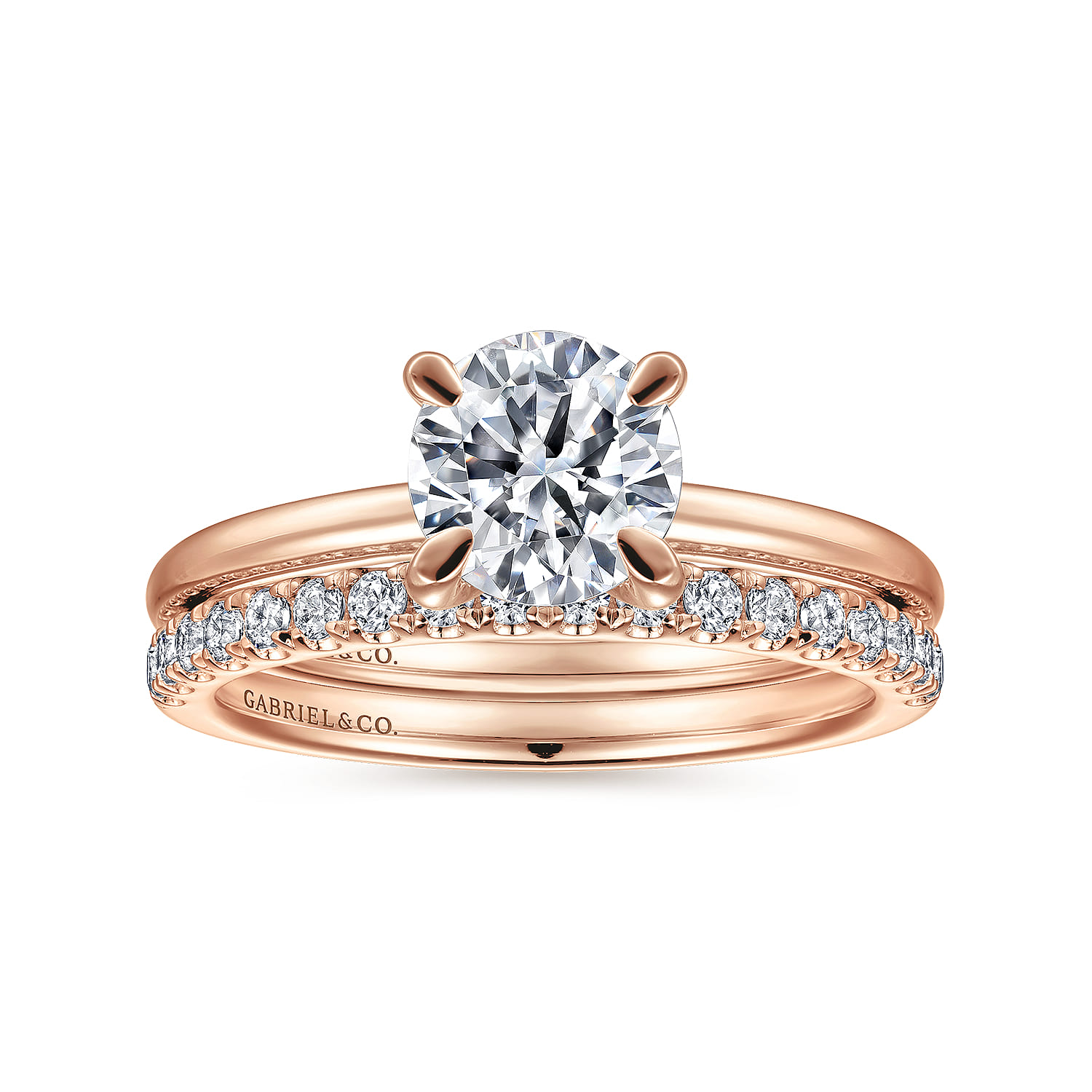 Ali - 14K Rose Gold Round Diamond Engagement Ring - Shot 4