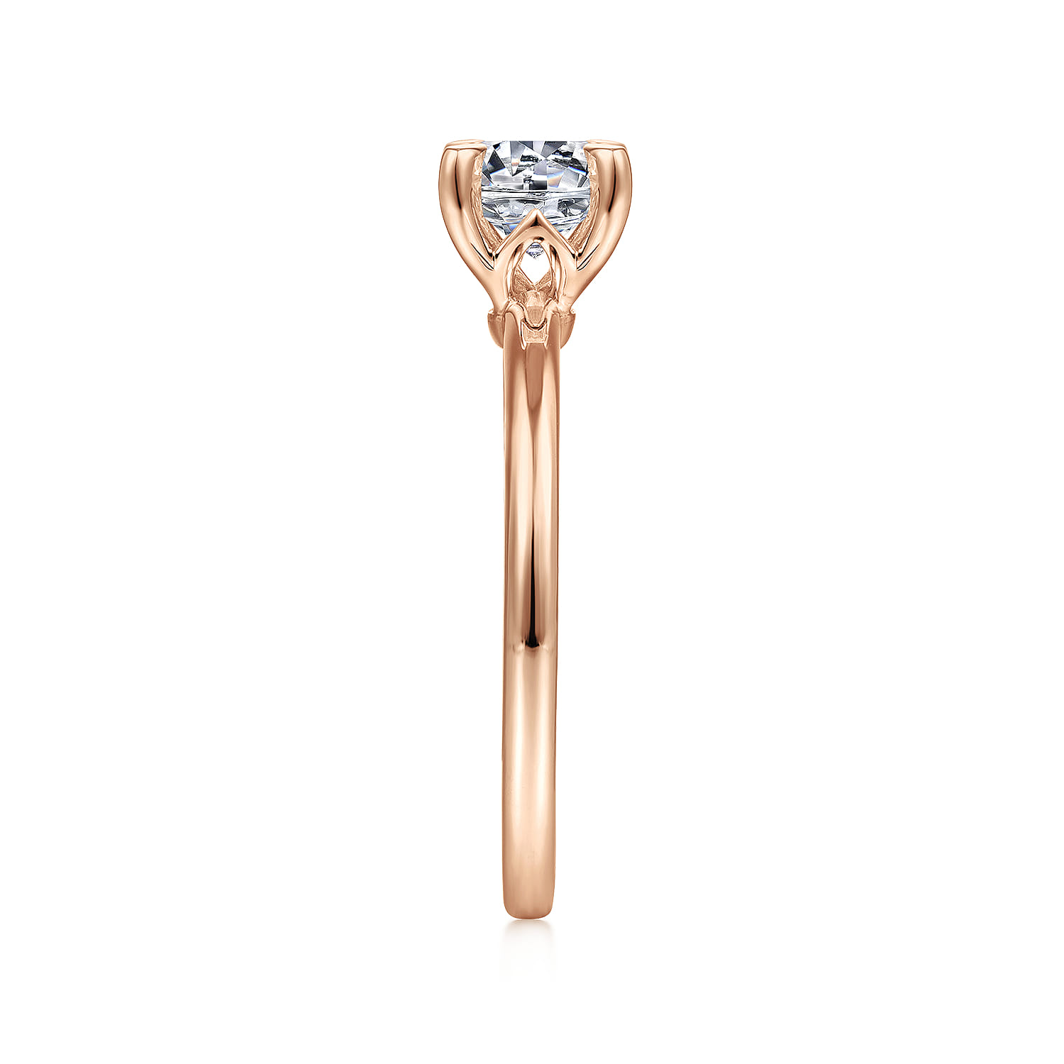 Ali - 14K Rose Gold Round Diamond Engagement Ring - Shot 5