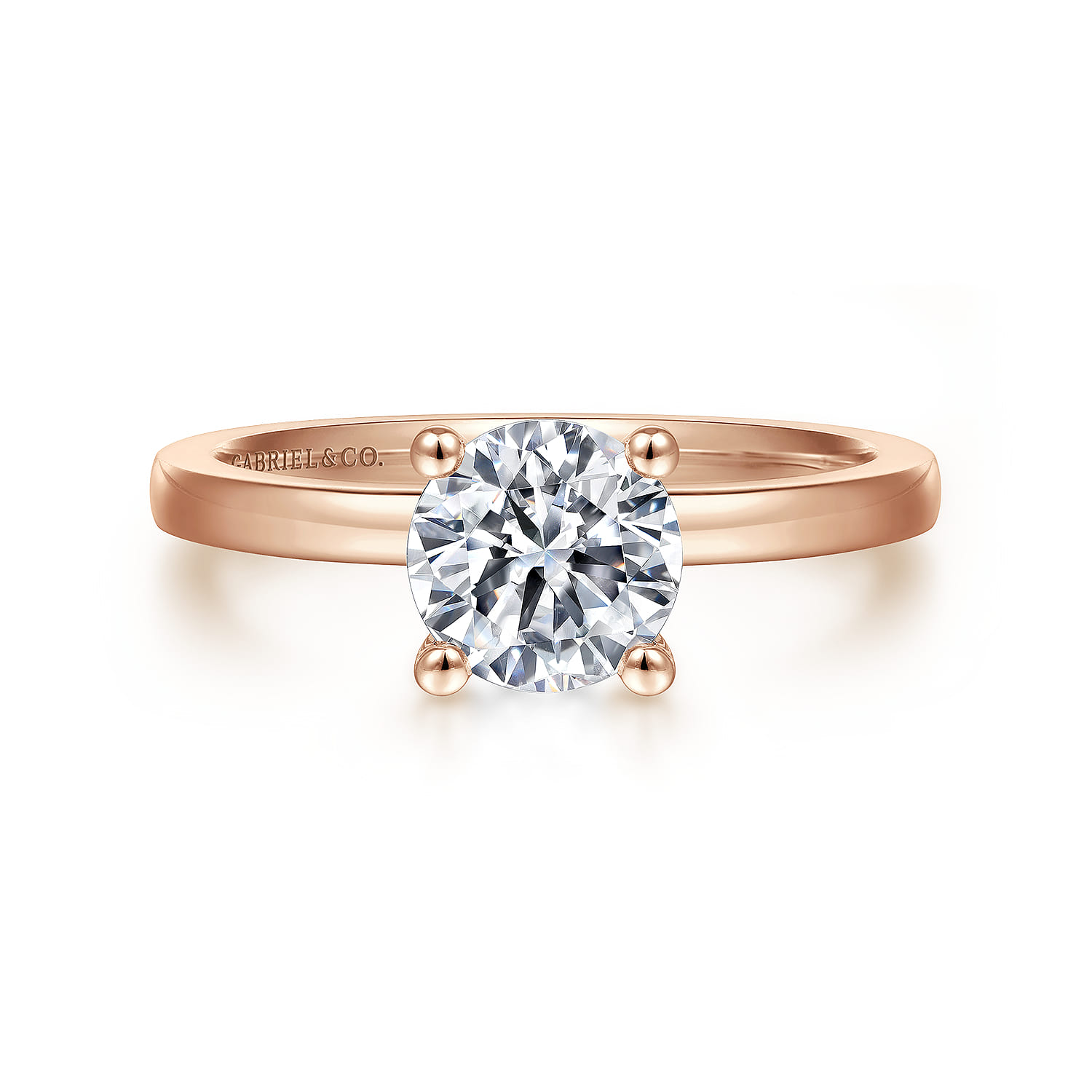 Paula - 14K Rose Gold Round Diamond Engagement Ring - Shot 1