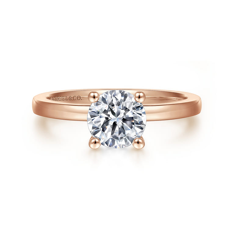 Paula - 14K Rose Gold Round Diamond Engagement Ring - Shot 1