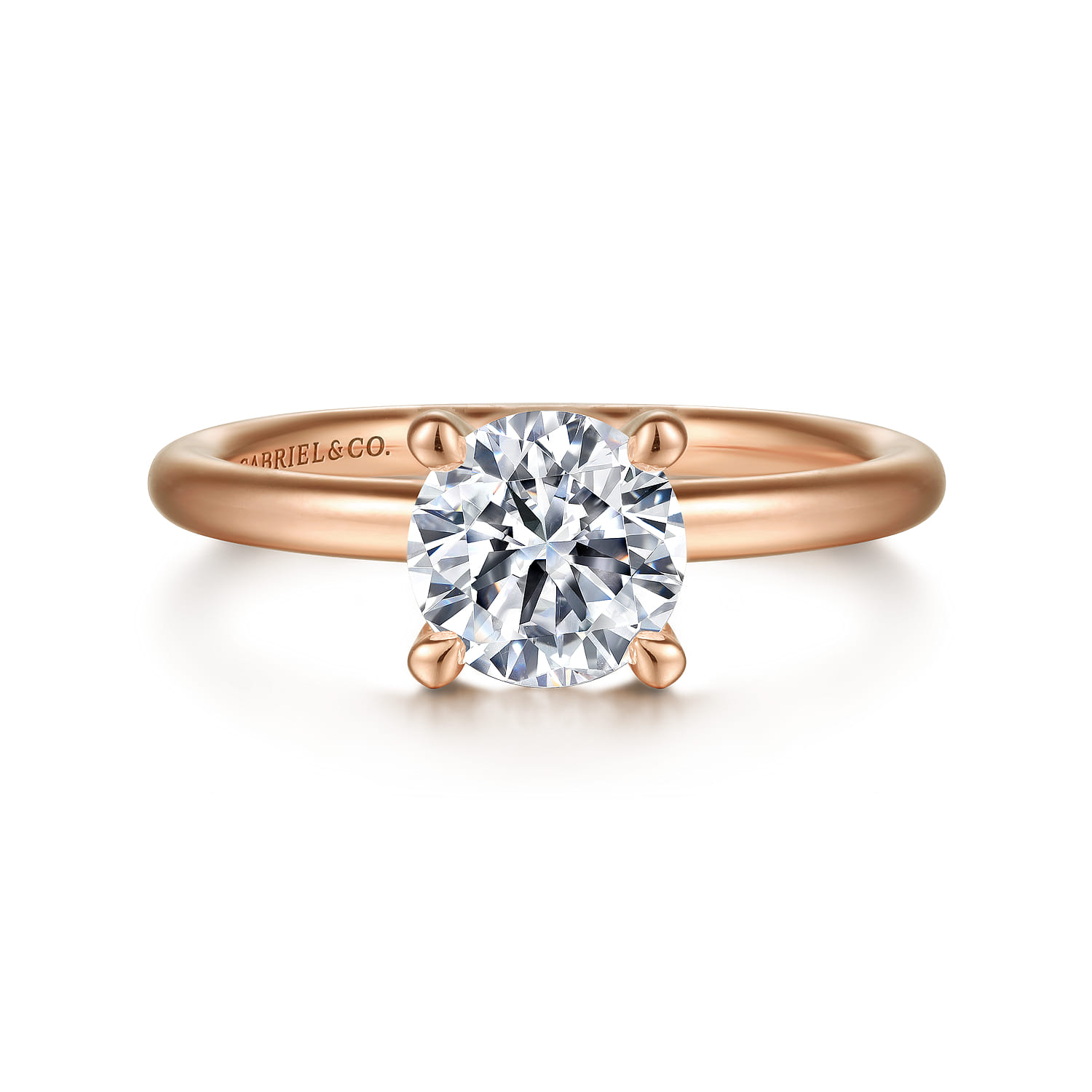 Lark - 14K Rose Gold Round Solitaire Engagement Ring - Shot 1
