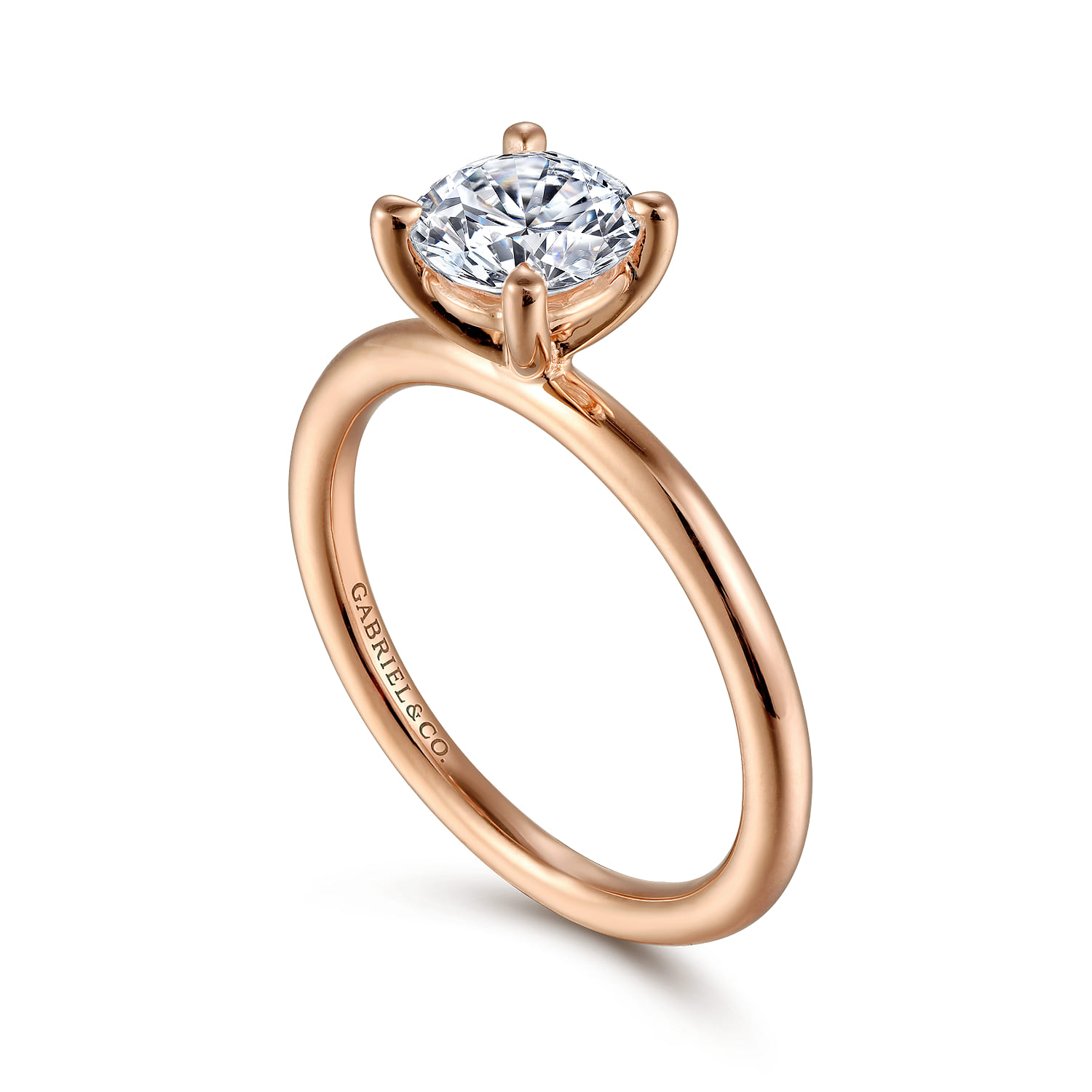 Lark - 14K Rose Gold Round Solitaire Engagement Ring - Shot 3