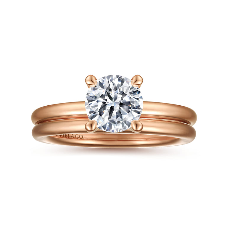 Lark - 14K Rose Gold Round Solitaire Engagement Ring - Shot 4