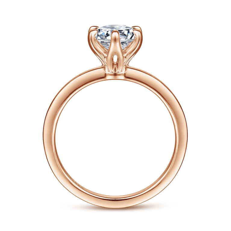 Emma - 14K Rose Gold 6 Prong Round Solitaire Engagement Ring - Shot 2