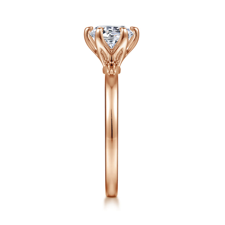 Emma - 14K Rose Gold 6 Prong Round Solitaire Engagement Ring - Shot 5