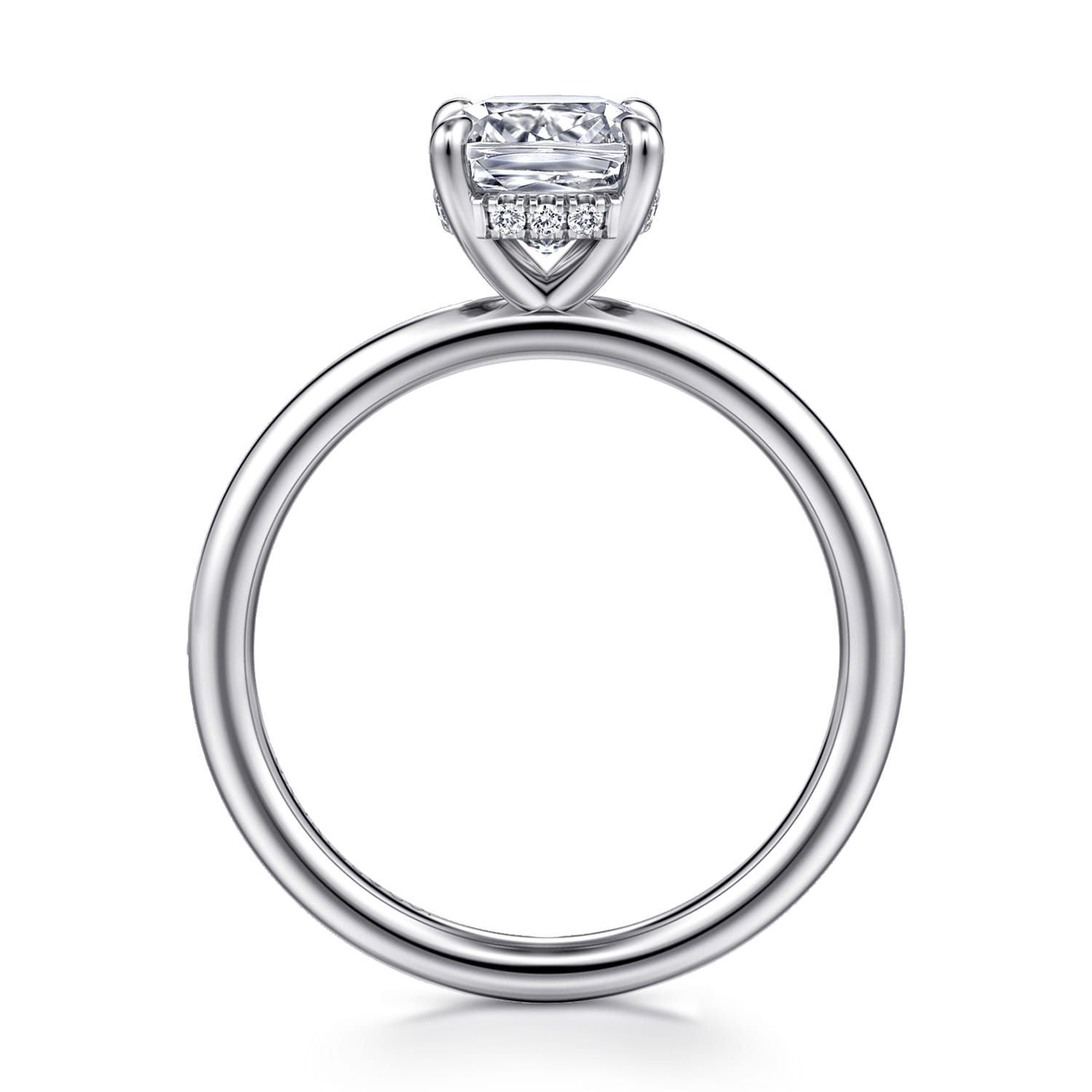 Elia - 14K White Gold Solitaire Cushion Cut Diamond Engagement Ring - 0.05 ct - Shot 2