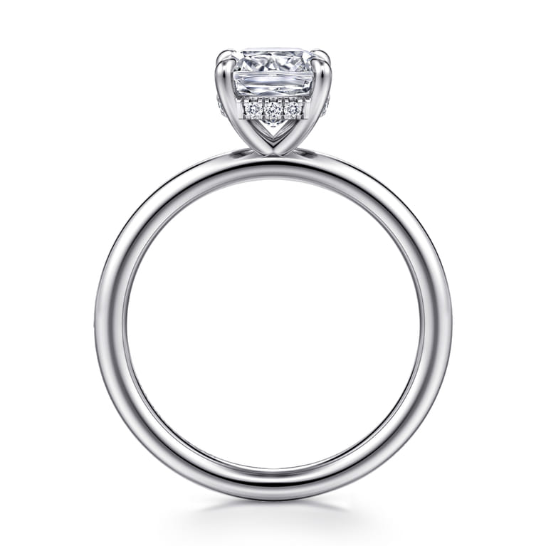 Elia - 14K White Gold Solitaire Cushion Cut Diamond Engagement Ring - 0.05 ct - Shot 2
