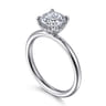 Elia - 14K White Gold Solitaire Cushion Cut Diamond Engagement Ring - 0.05 ct