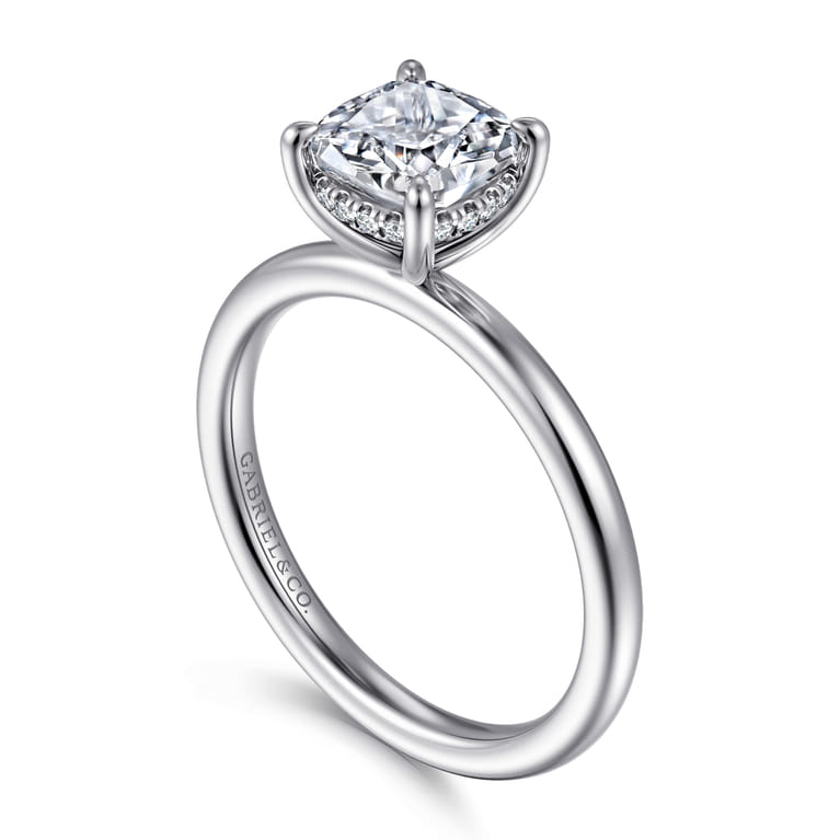 Cari - 14K White Gold Cushion Diamond Engagement Ring - 0.06 ct - Shot 3