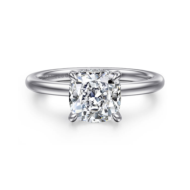 Cari - 14K White Gold Cushion Diamond Engagement Ring - 0.08 ct - Shot 1