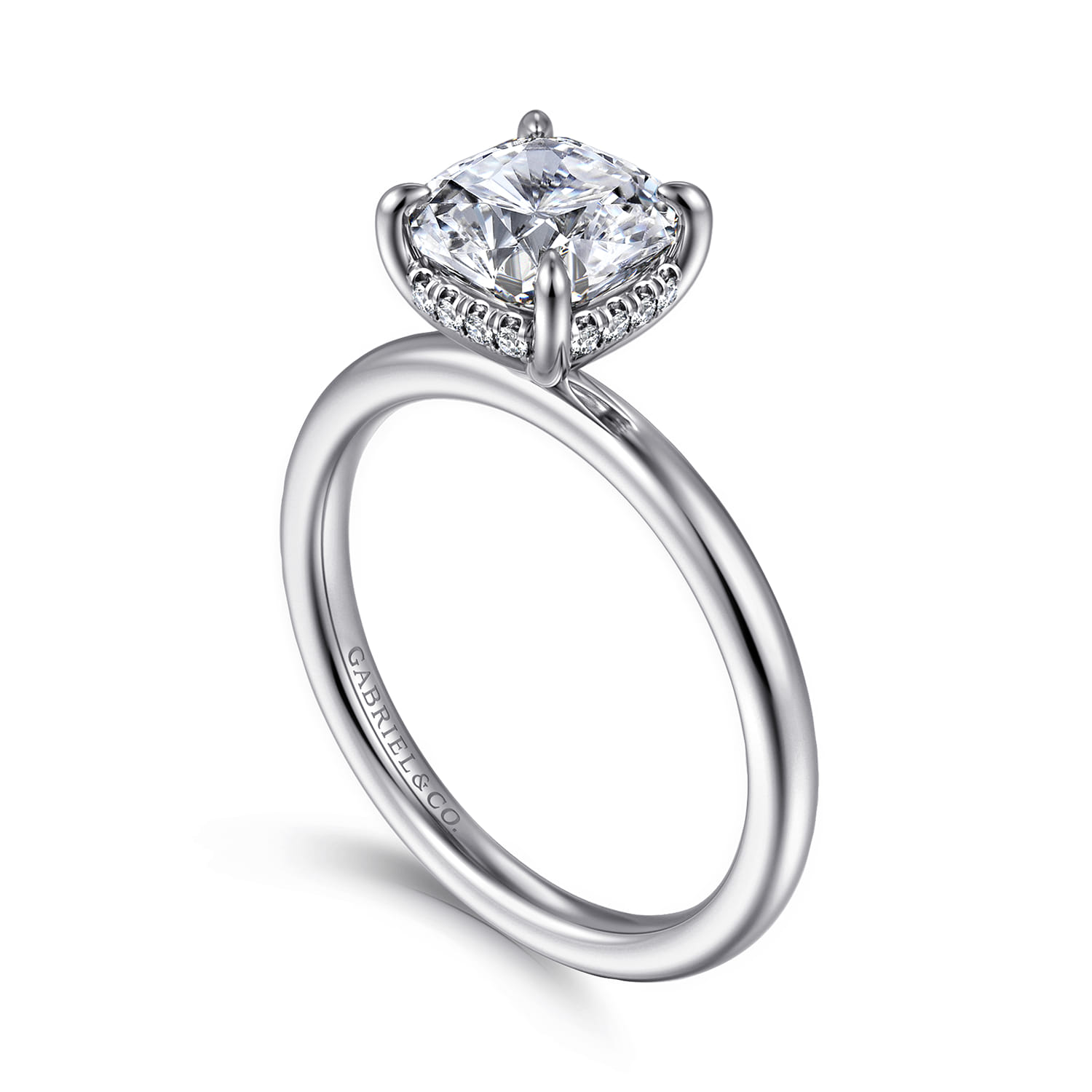 Cari - 14K White Gold Cushion Diamond Engagement Ring - 0.08 ct - Shot 3