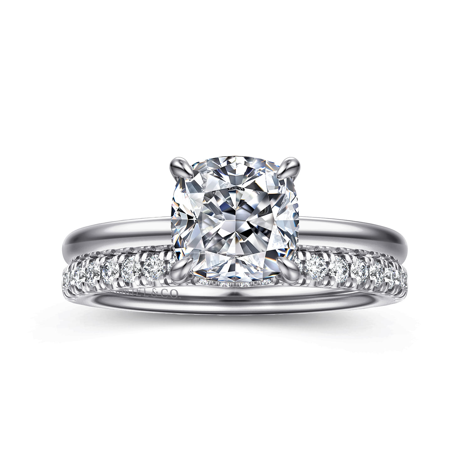 Cari - 14K White Gold Cushion Diamond Engagement Ring - 0.08 ct - Shot 4