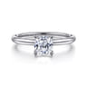 Ady - 14K White Gold Cushion Hidden Halo Diamond Engagement Ring - 0.05 ct