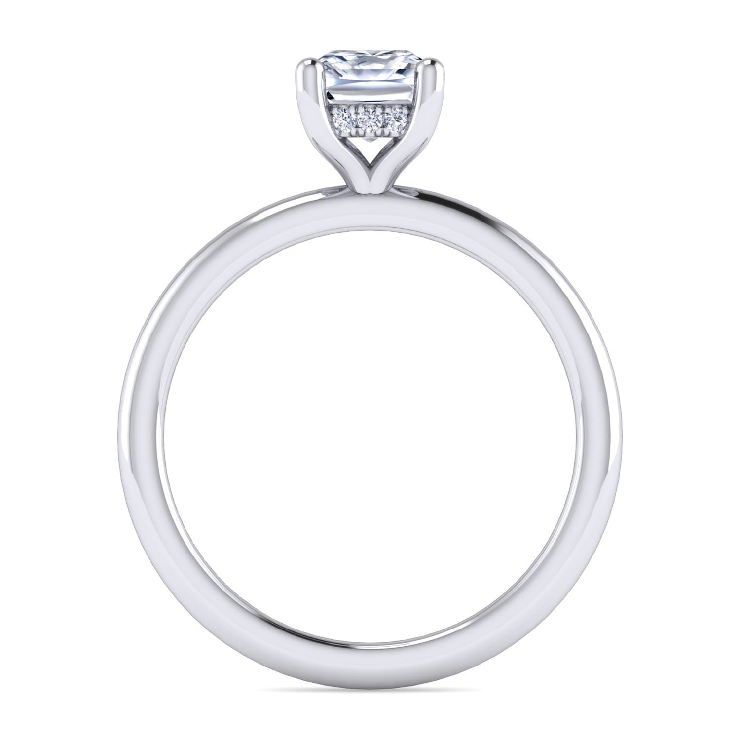 Ady - 14K White Gold Cushion Hidden Halo Diamond Engagement Ring - 0.05 ct - Shot 2