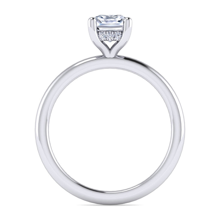 Ady - 14K White Gold Cushion Hidden Halo Diamond Engagement Ring - 0.05 ct - Shot 2