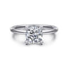 Ady - 14K White Gold Hidden Halo Cushion Diamond Engagement Ring - 0.07 ct