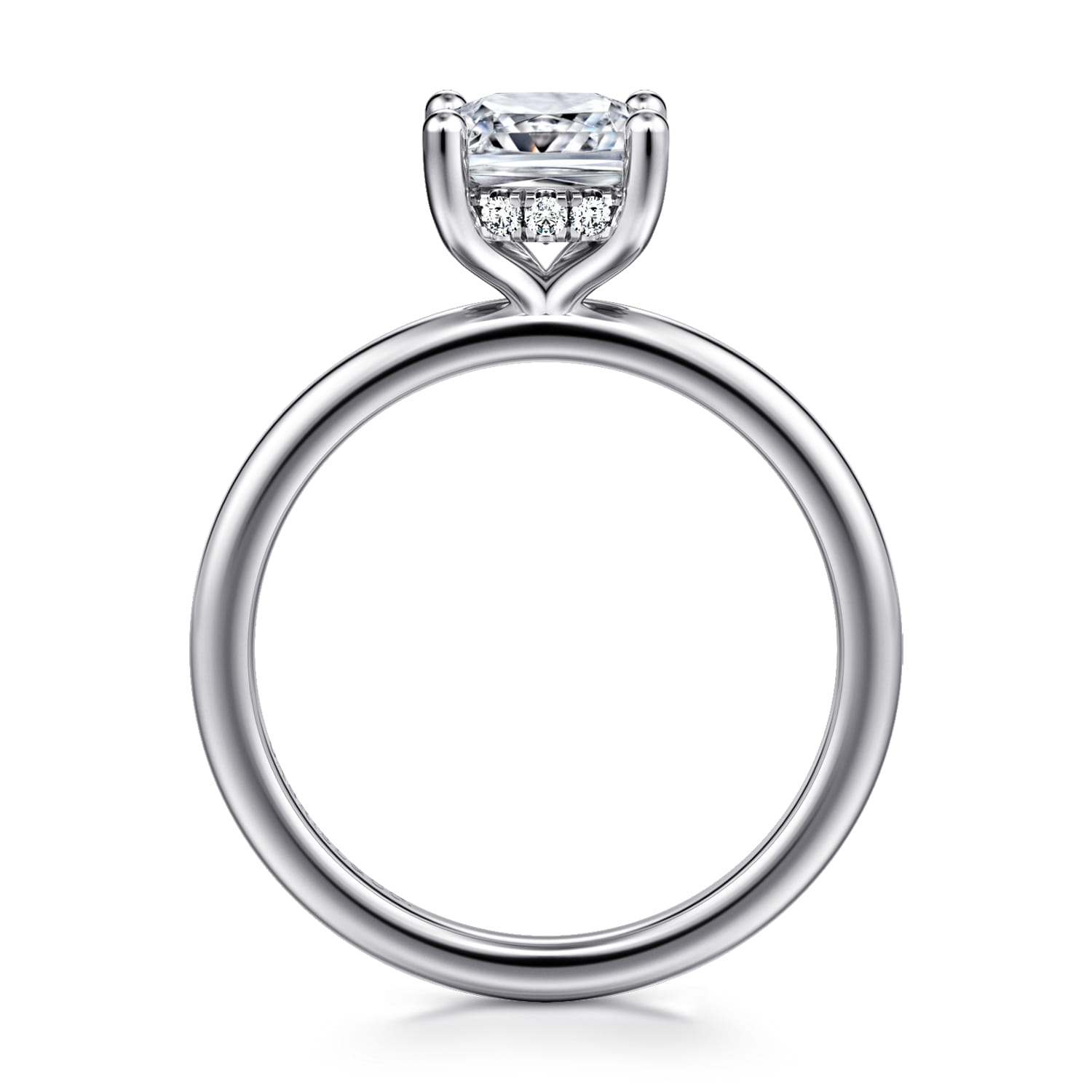 Ady - 14K White Gold Hidden Halo Cushion Diamond Engagement Ring - 0.07 ct - Shot 2