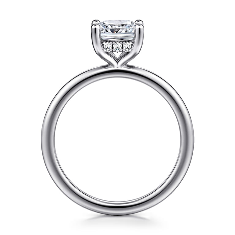 Ady - 14K White Gold Hidden Halo Cushion Diamond Engagement Ring - 0.07 ct - Shot 2