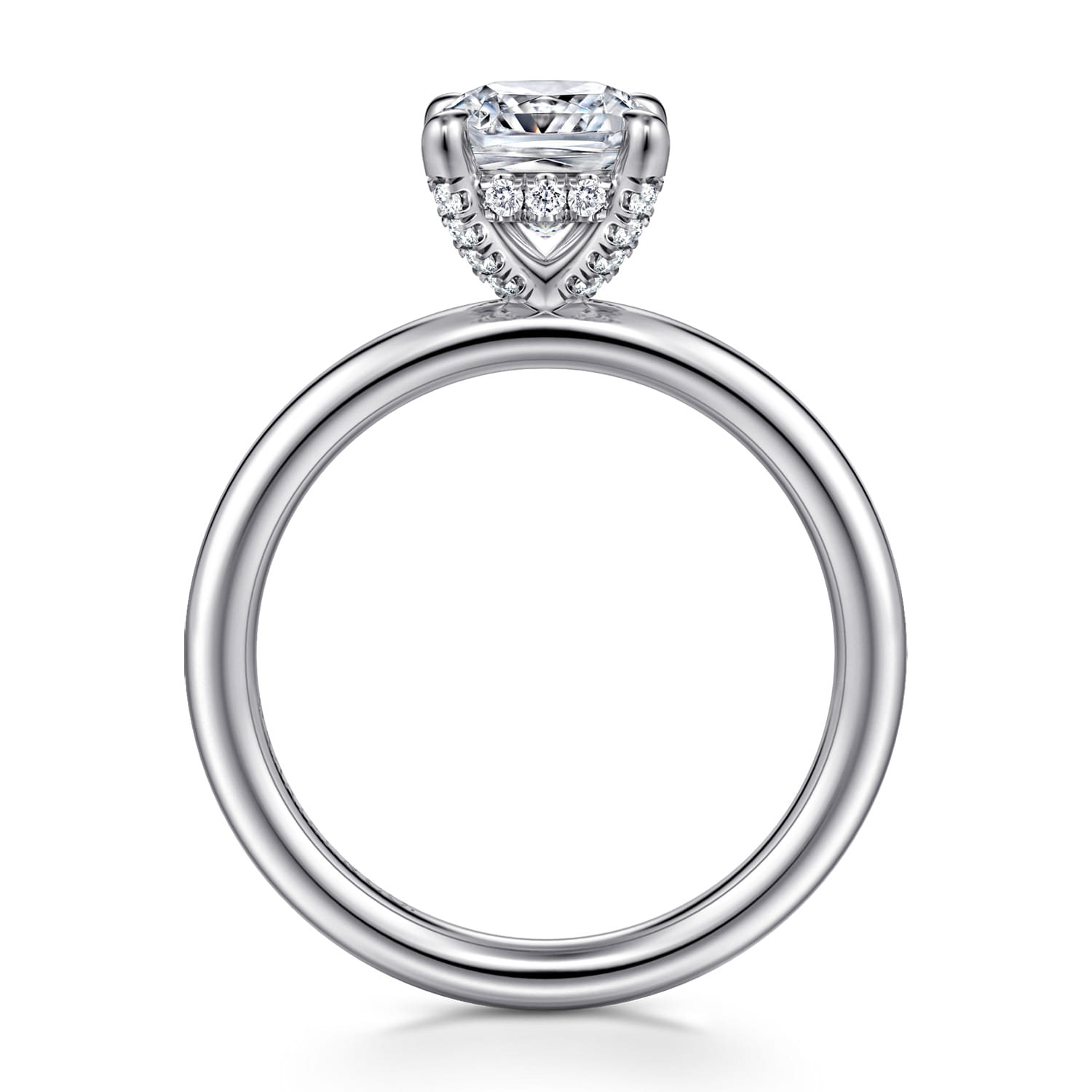 Daniele - 14K White Gold Cushion Cut Solitaire Diamond Engagement Ring - 0.14 ct - Shot 2