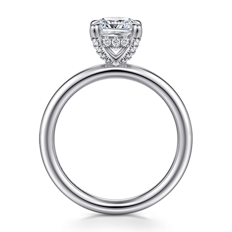 Daniele - 14K White Gold Cushion Cut Solitaire Diamond Engagement Ring - 0.14 ct - Shot 2