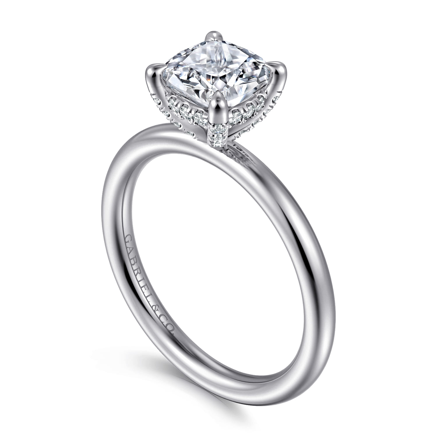 Daniele - 14K White Gold Cushion Cut Solitaire Diamond Engagement Ring - 0.14 ct - Shot 3