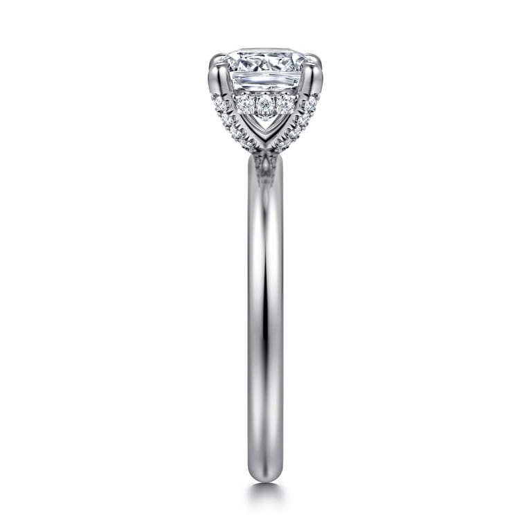 Daniele - 14K White Gold Cushion Cut Solitaire Diamond Engagement Ring - 0.14 ct - Shot 4