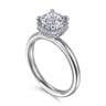Catallina - 14K White Gold Cushion Bezel Prong Diamond Engagement Ring - 0.16 ct