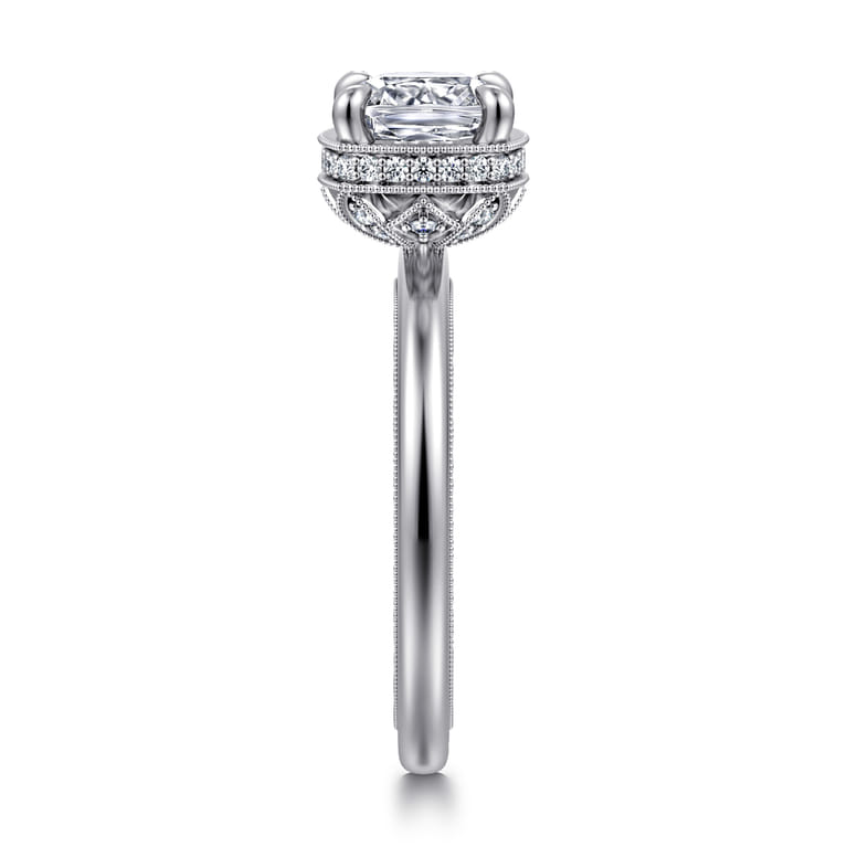 Catallina - 14K White Gold Cushion Bezel Prong Diamond Engagement Ring - 0.16 ct - Shot 4