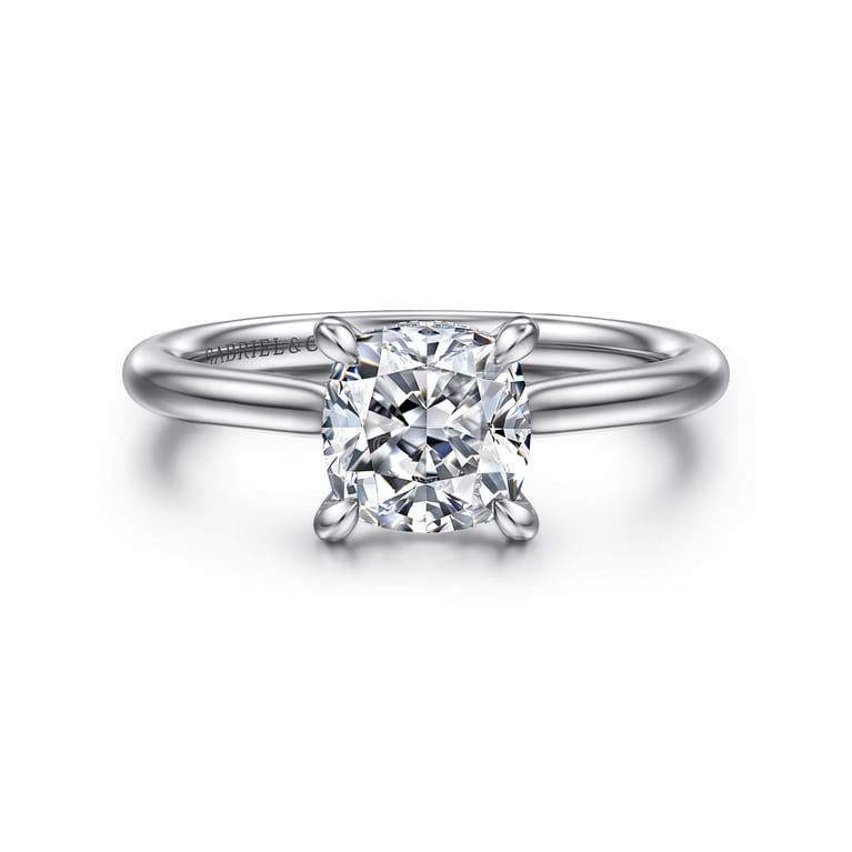 Aure - 14K White Gold Cushion Cut Solitaire Diamond Engagement Ring - 0.05 ct - Shot 1