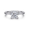 Aure - 14K White Gold Cushion Cut Solitaire Diamond Engagement Ring - 0.05 ct